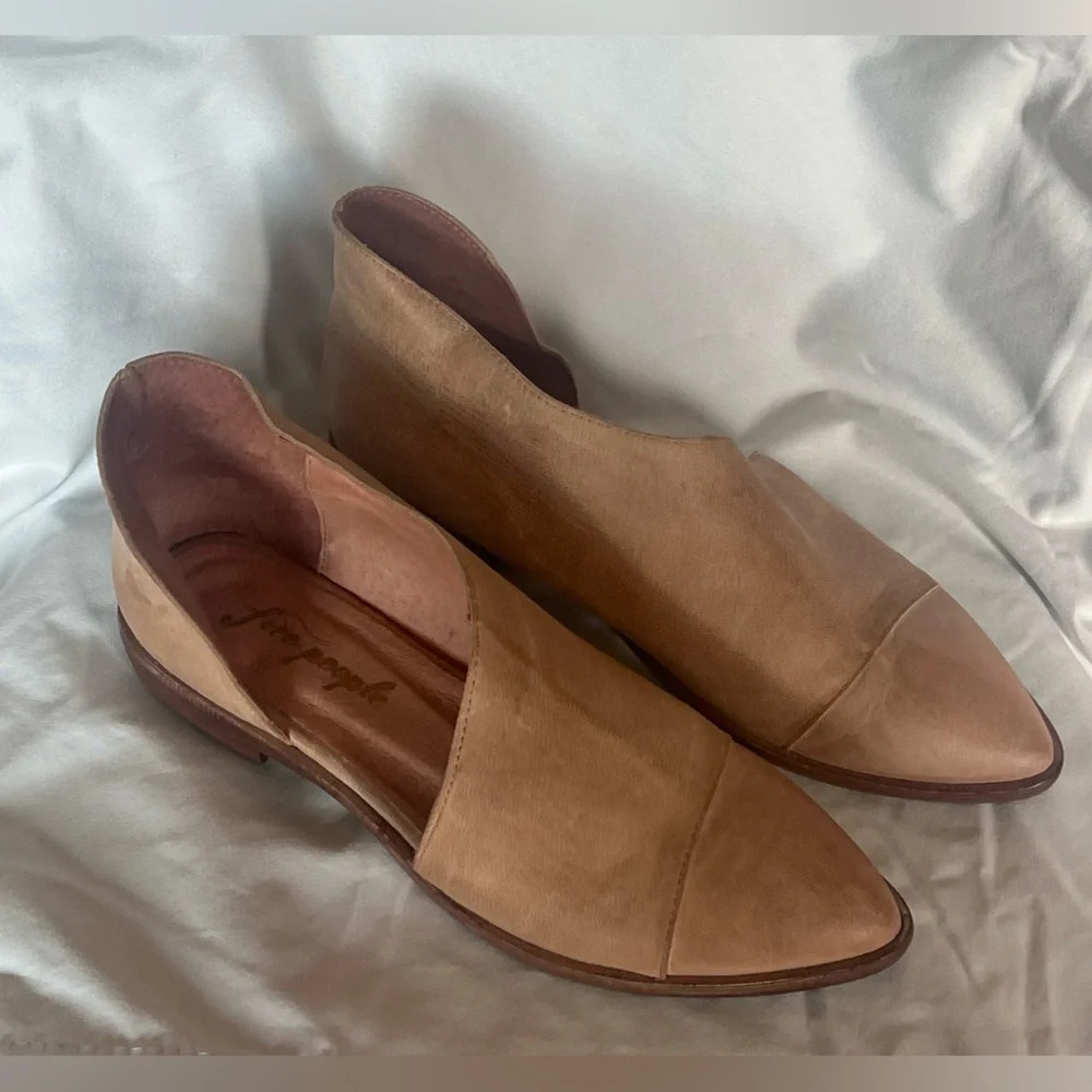 Free People Beige/Tan Suede Pointed-Toe Flats - Picture 2 of 10